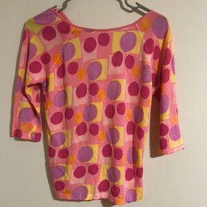 Blumarine vintage color circle sweater top half sleeve cross back pink IT 44